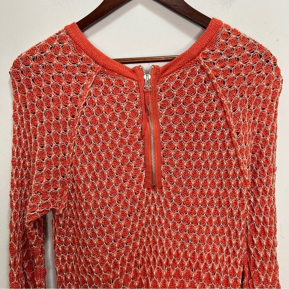 Anthropologie Moth Orange 100% Honeycomb Crew Neck Sweater Size Medium - Picture 6 of 11